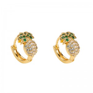 Пролетна и лятна нова европейска и американска трансгранична форма на ананас обици женски медни микро-инкрустационни циркони Южна Корея сладки прости обици