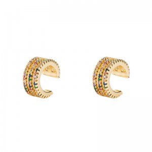 Инс нови европейски и американски мъжки и женски костучески клип мед микро-инкруст цвят цирконий просто ухо клип без пробиване на хип-хоп обеци