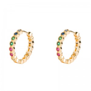 Инс европейски и американски ниши обеци, медни микро-инкрустирани цирконови обеци, зелен цвят галваничък цвят цирконий големи обеци, нетни червени обеци