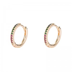 Европейски и американски личност моден студен вятър леко инкрустиран цвят zircon месингови позлатени ухо ключалка кръг обици хип хоп обица