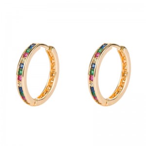 Инс европейски и американски цветни обици на кръга, обици на малък кръг, геометрични обеци, женски цвят диамантени хип-хоп обеци обеци