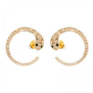 INS европейски и американски трансгранични нови обеци преувеличени личност обеци с форма на змия микро-инчов циркон хип-хоп c-образен змия обеци